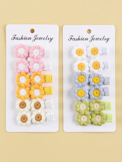 12pcs/Set Random Floral Baby Clips Everyday Wear Hair Accessories, Card Shipping Love Valentine