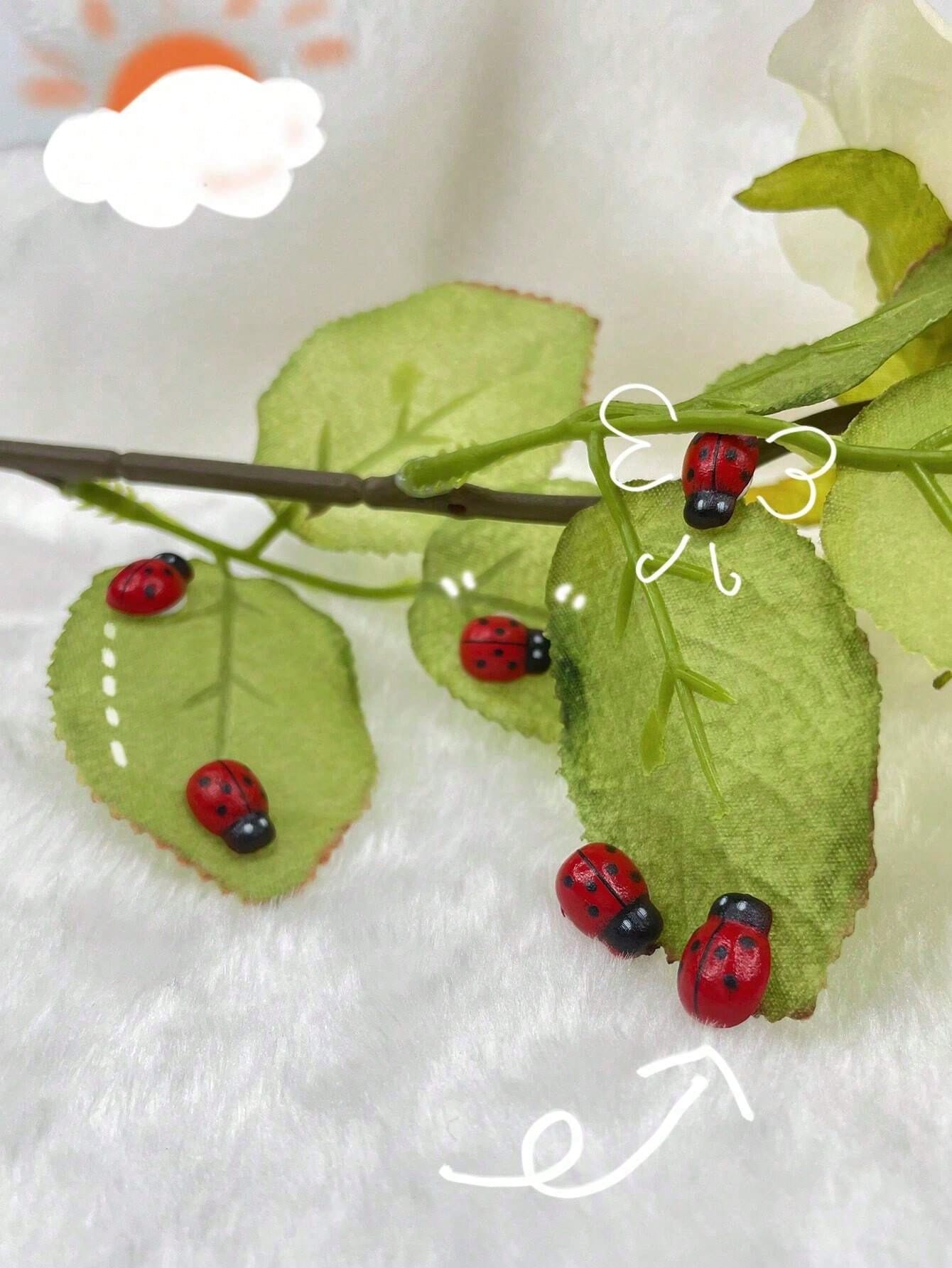 12pcs The Ladybug Ornaments Inside The Car Can Be Freely Pasted, Cute And Funny