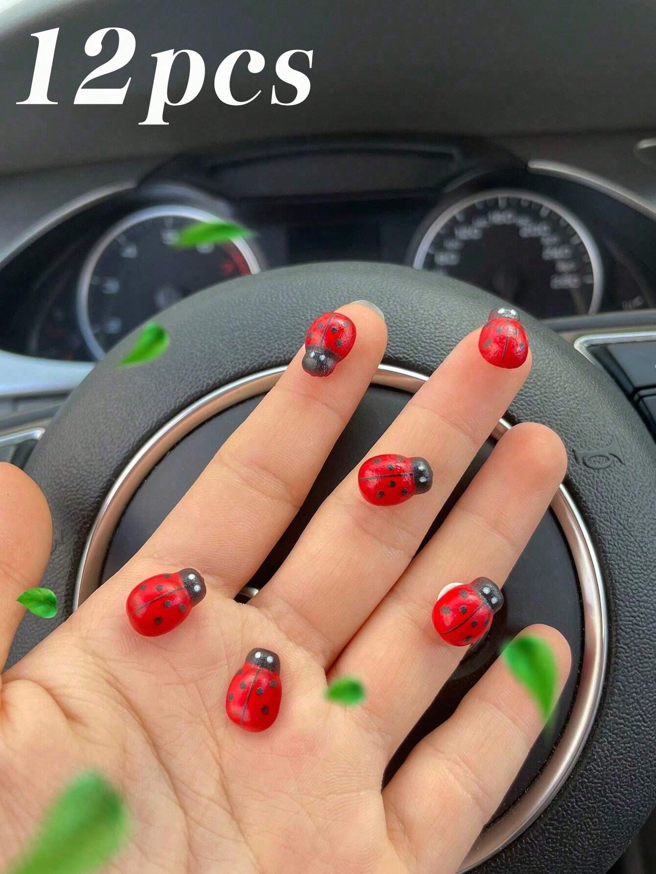 12pcs The Ladybug Ornaments Inside The Car Can Be Freely Pasted, Cute And Funny