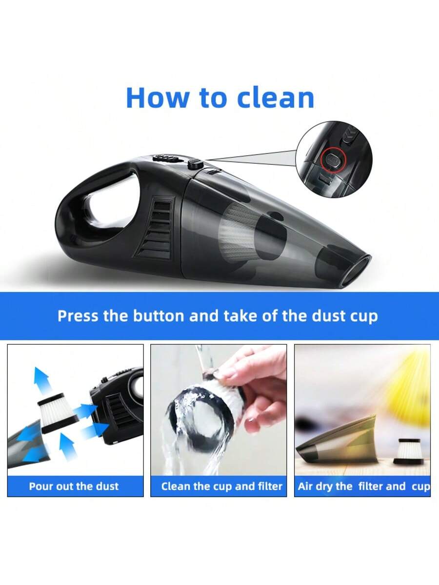 12V Hand-Held Car Vacuum Cleaner120W High-Power Cable Cleaningvacuum Cleaner, Portable Car Dry-Wetdual-Use Vacuum Cleaner, Deliveryaccessories, The Highest Measuredsuction 3000PA