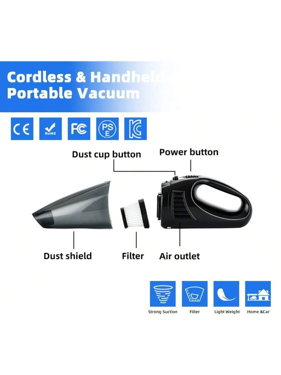 12V Hand-Held Car Vacuum Cleaner120W High-Power Cable Cleaningvacuum Cleaner, Portable Car Dry-Wetdual-Use Vacuum Cleaner, Deliveryaccessories, The Highest Measuredsuction 3000PA