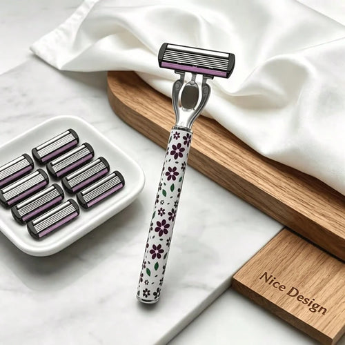 13pcs Petal Hair Removal Razor Set, Includes 12 Replacement 6-Layer Ultra-Sharp Blades, Washable Portable Body Razor