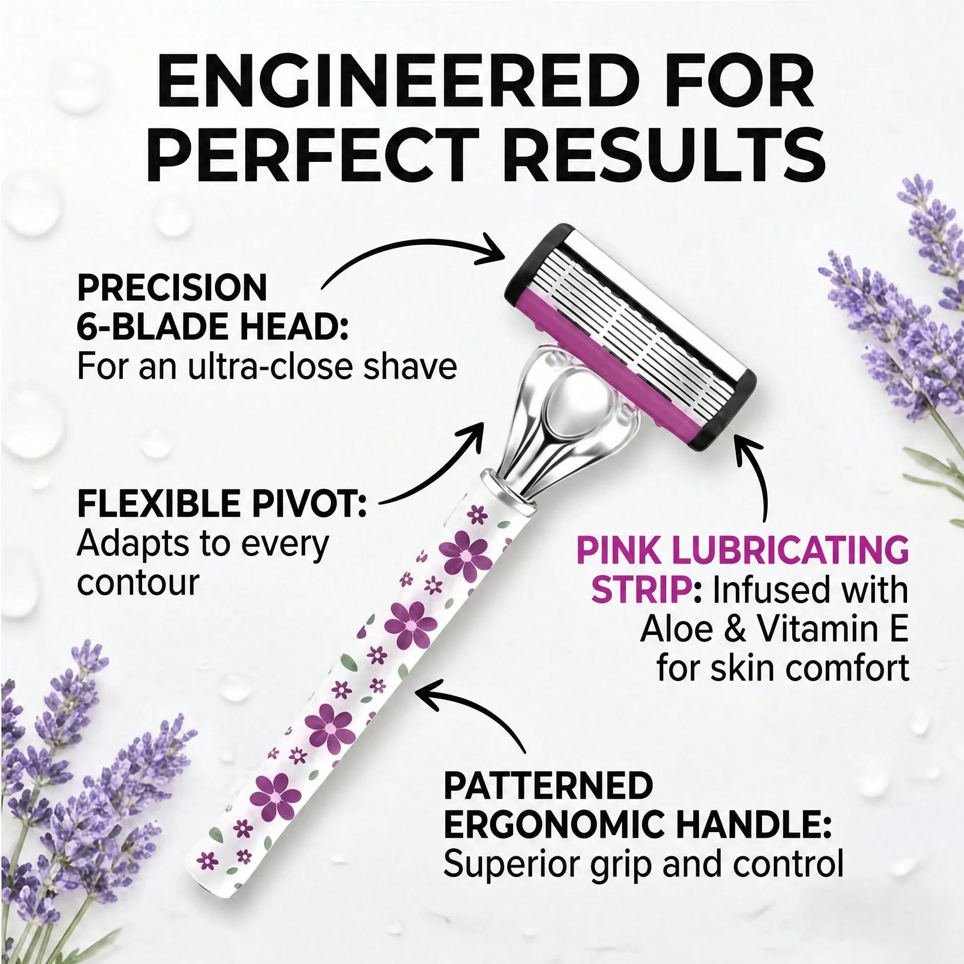 13pcs Petal Hair Removal Razor Set, Includes 12 Replacement 6-Layer Ultra-Sharp Blades, Washable Portable Body Razor