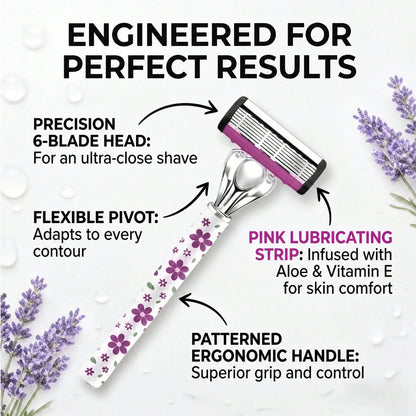 13pcs Petal Hair Removal Razor Set, Includes 12 Replacement 6-Layer Ultra-Sharp Blades, Washable Portable Body Razor