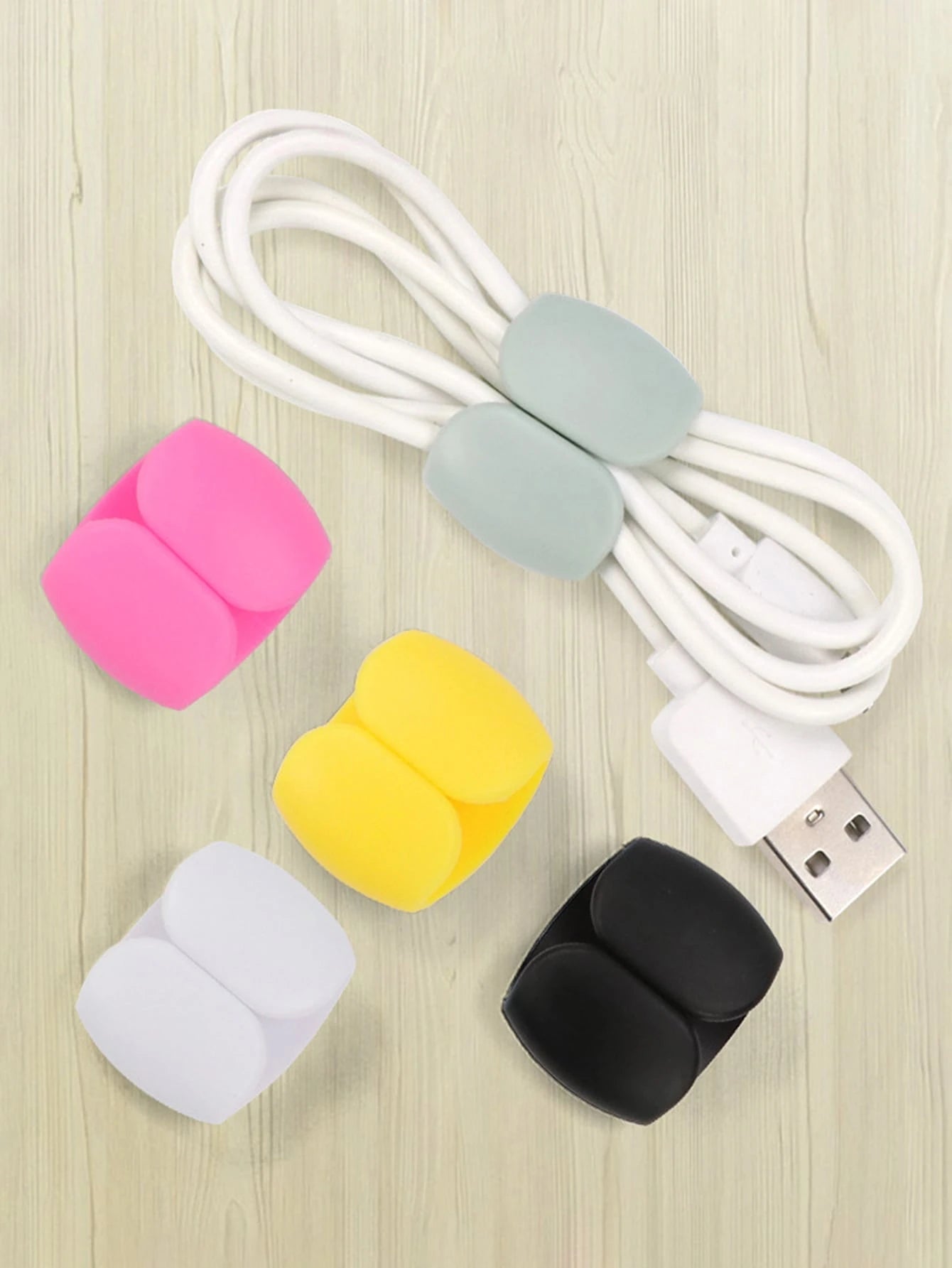 15pcs Random Color Cable Organizer Clips, Earphone & Charging Cord Winder Fastener, Minimalist Multi-Function Cord Wrap Clips