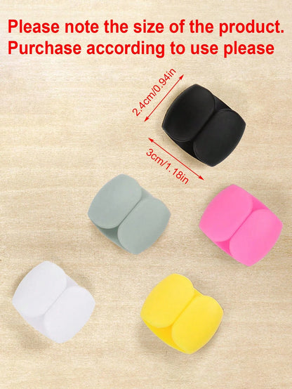 15pcs Random Color Cable Organizer Clips, Earphone & Charging Cord Winder Fastener, Minimalist Multi-Function Cord Wrap Clips
