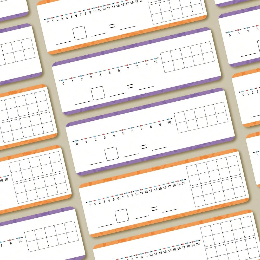 16pcs Dry-Erase Number Line Cards For Addition And Subtraction Within 20, Children's Math Enlightenment Practice Cards, Kindergarten Teacher Teaching Aid