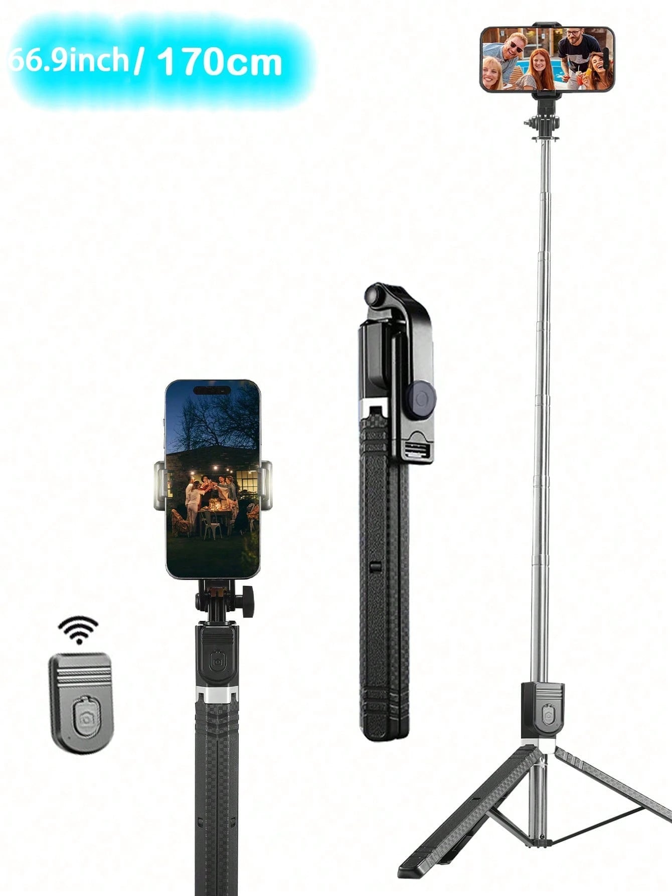 170cm Extendable Selfie Stick Tripod With Wireless Remote, Compatible With IOS And Android Phones, Suitable For Live Streaming, Vlogging, Family Gatherings, Christmas Parties, Self-Portraits, Outdoor