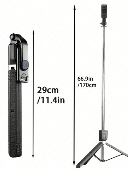 170cm Extendable Selfie Stick Tripod With Wireless Remote, Compatible With IOS And Android Phones, Suitable For Live Streaming, Vlogging, Family Gatherings, Christmas Parties, Self-Portraits, Outdoor