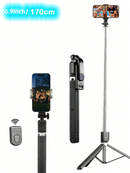 170cm Extendable Selfie Stick Tripod With Wireless Remote, Compatible With IOS And Android Phones, Suitable For Live Streaming, Vlogging, Family Gatherings, Christmas Parties, Self-Portraits, Outdoor