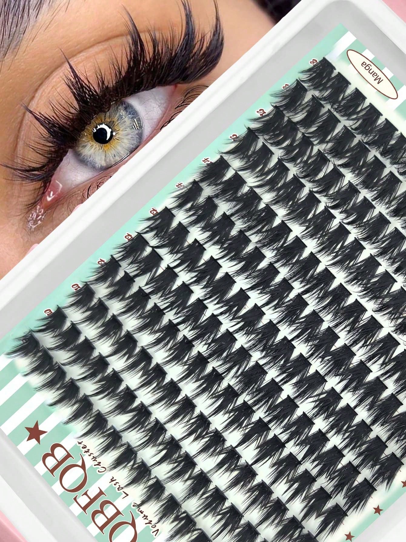 192pcs Cat Eye & Fox Eye Individual Cluster False Eyelashes, DIY Segmented Eyelash Extension, 3D Thick Single Cluster Lashes, Slanted Fluffy Cluster, Reusable False Eyelashes