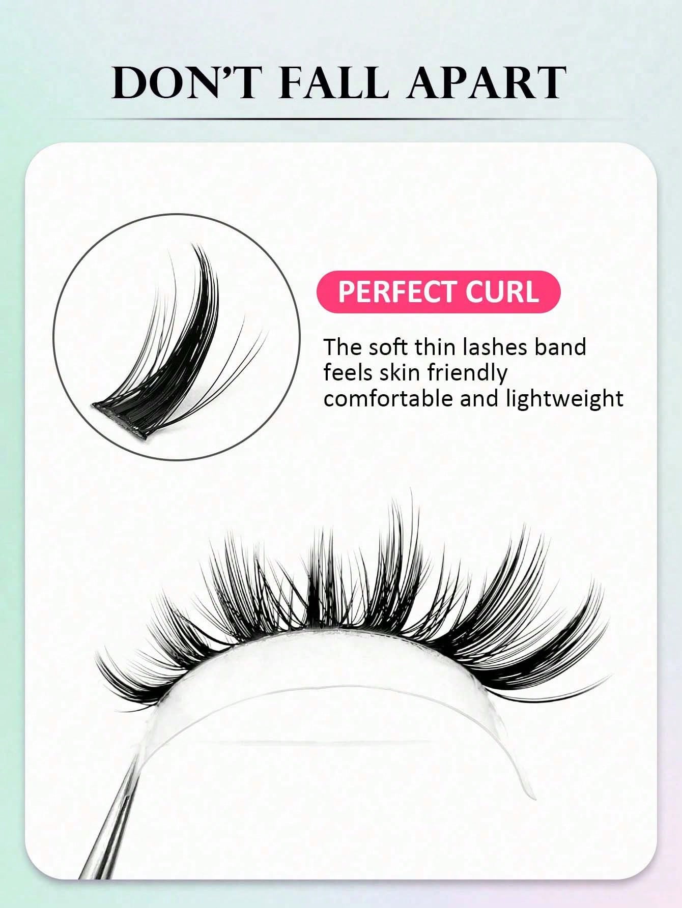 192pcs Cat Eye & Fox Eye Individual Cluster False Eyelashes, DIY Segmented Eyelash Extension, 3D Thick Single Cluster Lashes, Slanted Fluffy Cluster, Reusable False Eyelashes