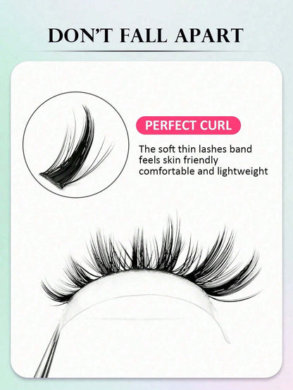 192pcs Cat Eye & Fox Eye Individual Cluster False Eyelashes, DIY Segmented Eyelash Extension, 3D Thick Single Cluster Lashes, Slanted Fluffy Cluster, Reusable False Eyelashes