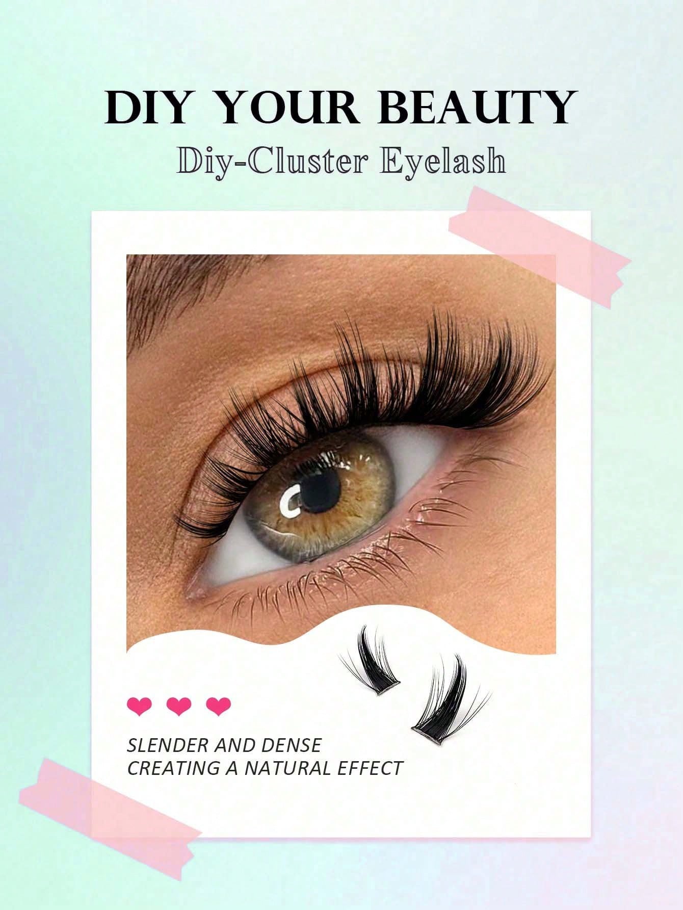 192pcs Cat Eye & Fox Eye Individual Cluster False Eyelashes, DIY Segmented Eyelash Extension, 3D Thick Single Cluster Lashes, Slanted Fluffy Cluster, Reusable False Eyelashes