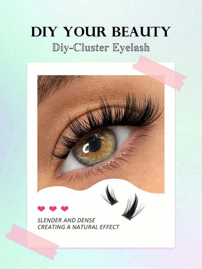 192pcs Cat Eye & Fox Eye Individual Cluster False Eyelashes, DIY Segmented Eyelash Extension, 3D Thick Single Cluster Lashes, Slanted Fluffy Cluster, Reusable False Eyelashes