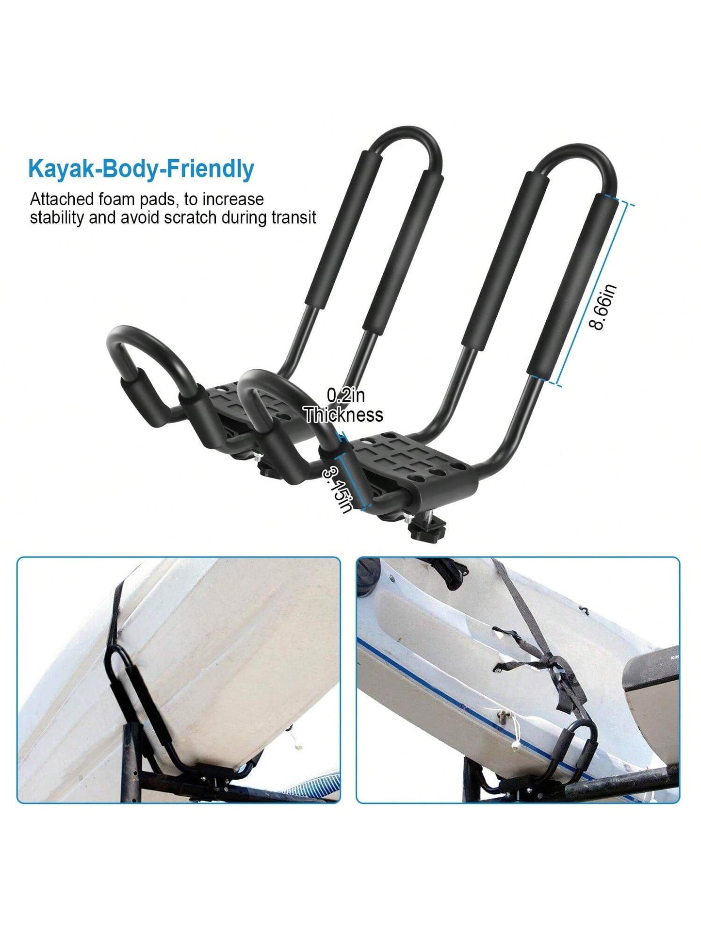 1Pair/2Pair/4Pair Universal J-Bar Kayak Carrier 220LBS Load Heavy Duty Canoe Car Top Mount Carrier Roof Rack With 2Pcs Tie Down Straps For Summer Beach Travel