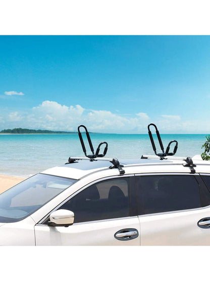 1Pair/2Pair/4Pair Universal J-Bar Kayak Carrier 220LBS Load Heavy Duty Canoe Car Top Mount Carrier Roof Rack With 2Pcs Tie Down Straps For Summer Beach Travel