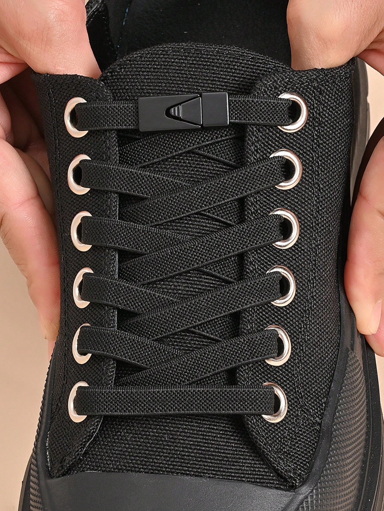 1pair Elastic No-Tie Shoe Laces With Switch Button, Black, Fits For Sneakers, Sports Shoes, Casual Shoes,White Shoes,Basketball Shoes, Trainers Running Shoes Summer, Shoes Accessories