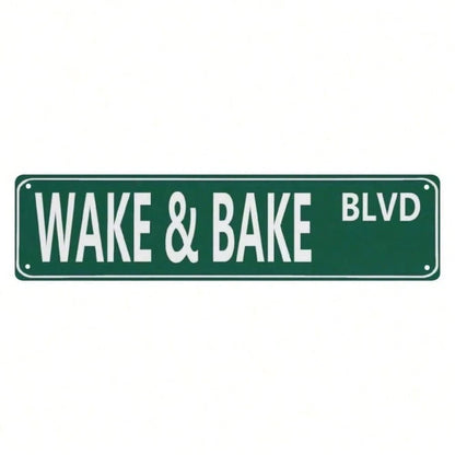 1pc 16"*4" Wake Bake Personalized Metal Signs, Gift For Him Men Dad, Man Cave, Indoor And Outdoor