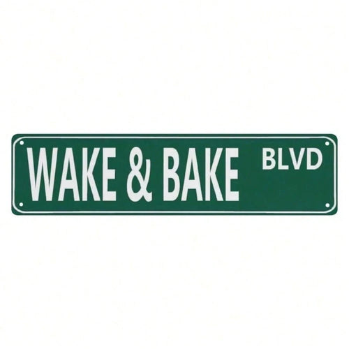 1pc 16"*4" Wake Bake Personalized Metal Signs, Gift For Him Men Dad, Man Cave, Indoor And Outdoor