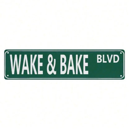 1pc 16"*4" Wake Bake Personalized Metal Signs, Gift For Him Men Dad, Man Cave, Indoor And Outdoor