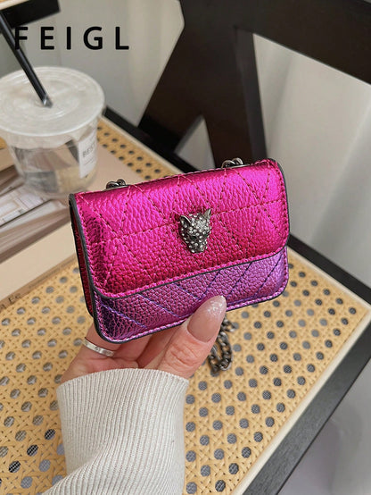 1pc 2026 New Women's Solid Color Metal Mini Chain Crossbody Bag, PU Leather Casual Summer Fashion Luxury Shoulder Bag, Versatile For Daily Commute, Party, Date, Work, Shopping
