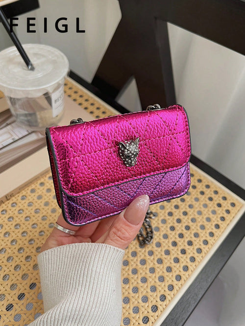 1pc 2026 New Women's Solid Color Metal Mini Chain Crossbody Bag, PU Leather Casual Summer Fashion Luxury Shoulder Bag, Versatile For Daily Commute, Party, Date, Work, Shopping