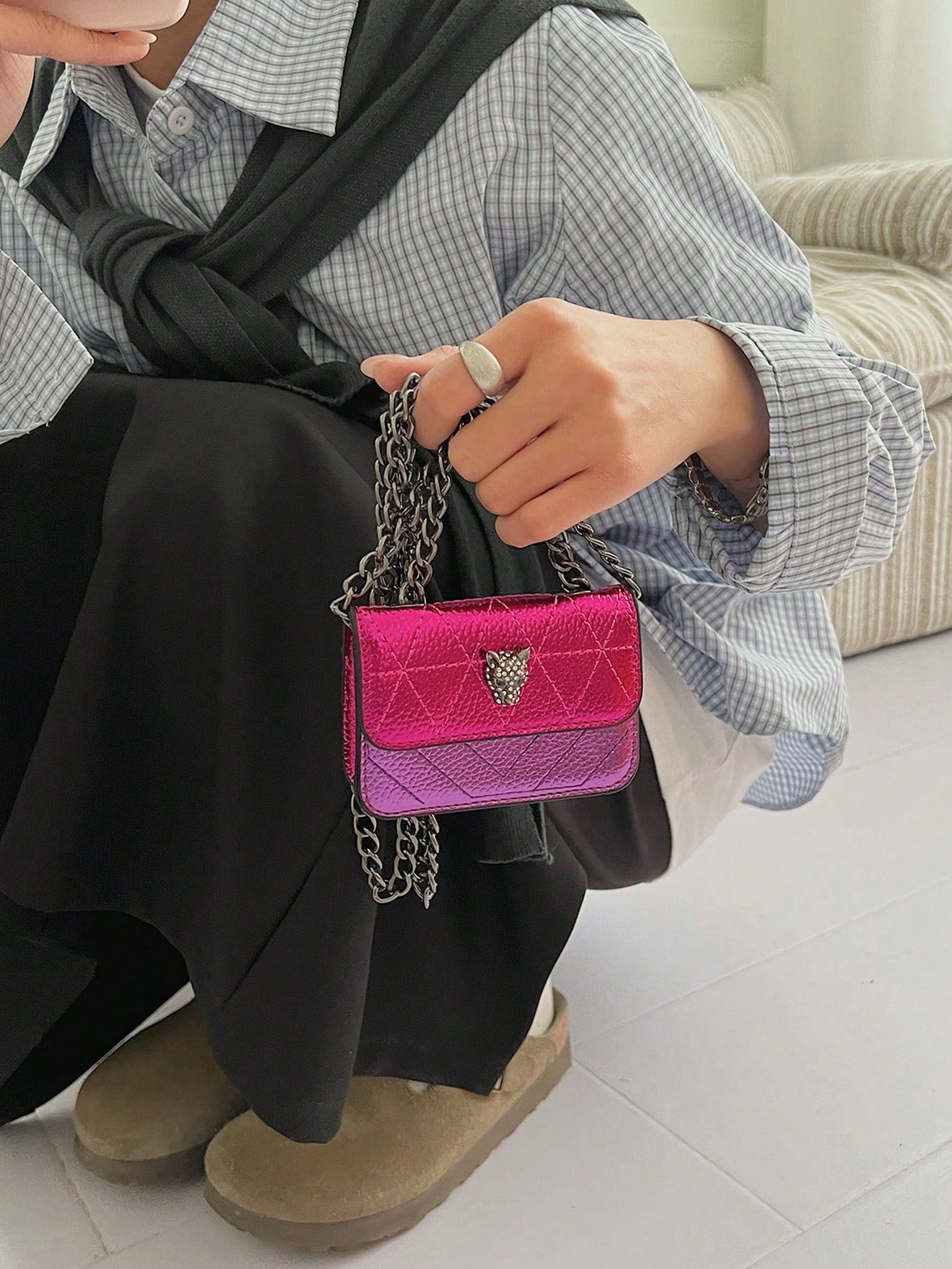 1pc 2026 New Women's Solid Color Metal Mini Chain Crossbody Bag, PU Leather Casual Summer Fashion Luxury Shoulder Bag, Versatile For Daily Commute, Party, Date, Work, Shopping