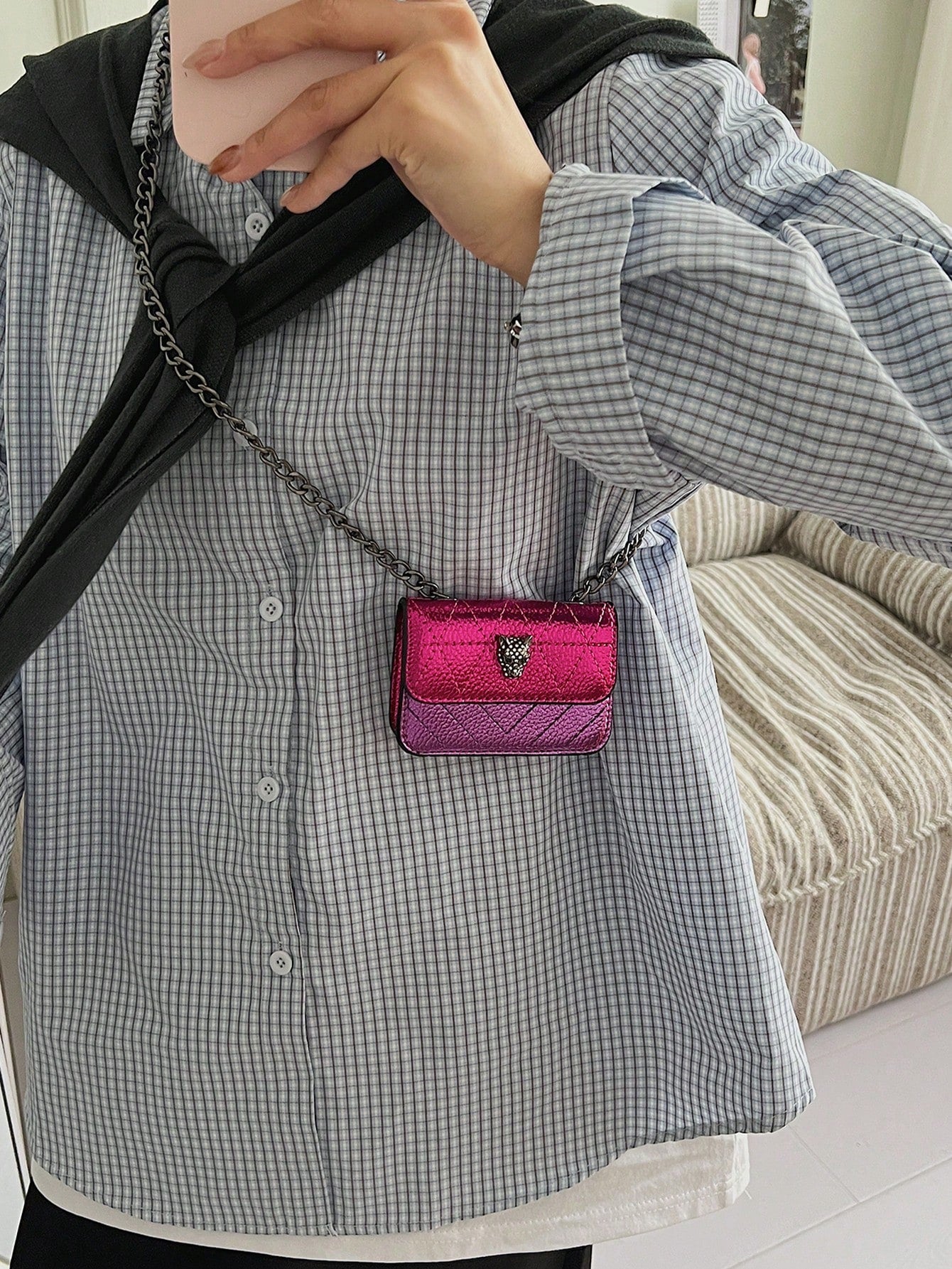 1pc 2026 New Women's Solid Color Metal Mini Chain Crossbody Bag, PU Leather Casual Summer Fashion Luxury Shoulder Bag, Versatile For Daily Commute, Party, Date, Work, Shopping