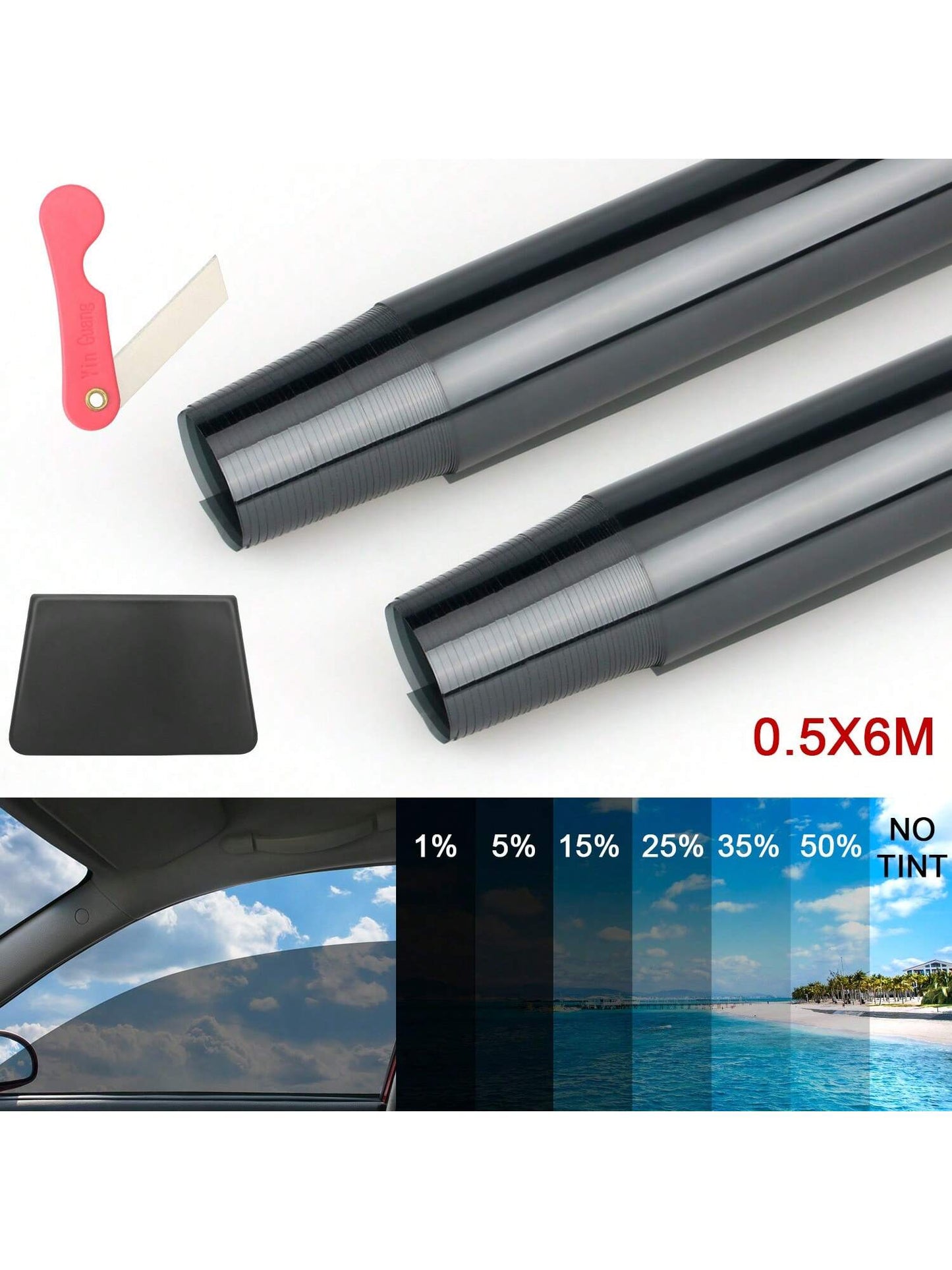 1pc 20inch X 118inch Solar Film Anti-UV Protection Film Sticker,Auto Tint Film Window Car Home Window Foils Tint Film Glass Car Accessories