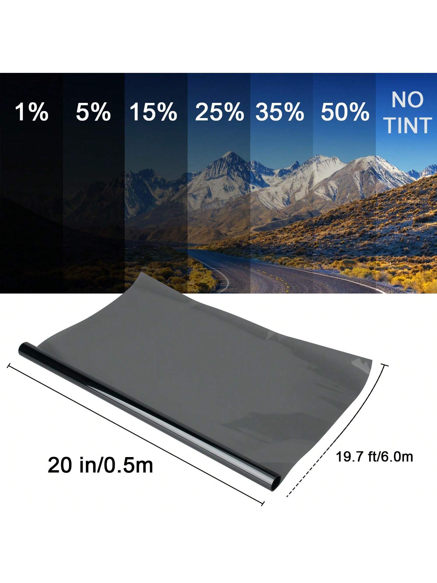 1pc 20inch X 118inch Solar Film Anti-UV Protection Film Sticker,Auto Tint Film Window Car Home Window Foils Tint Film Glass Car Accessories
