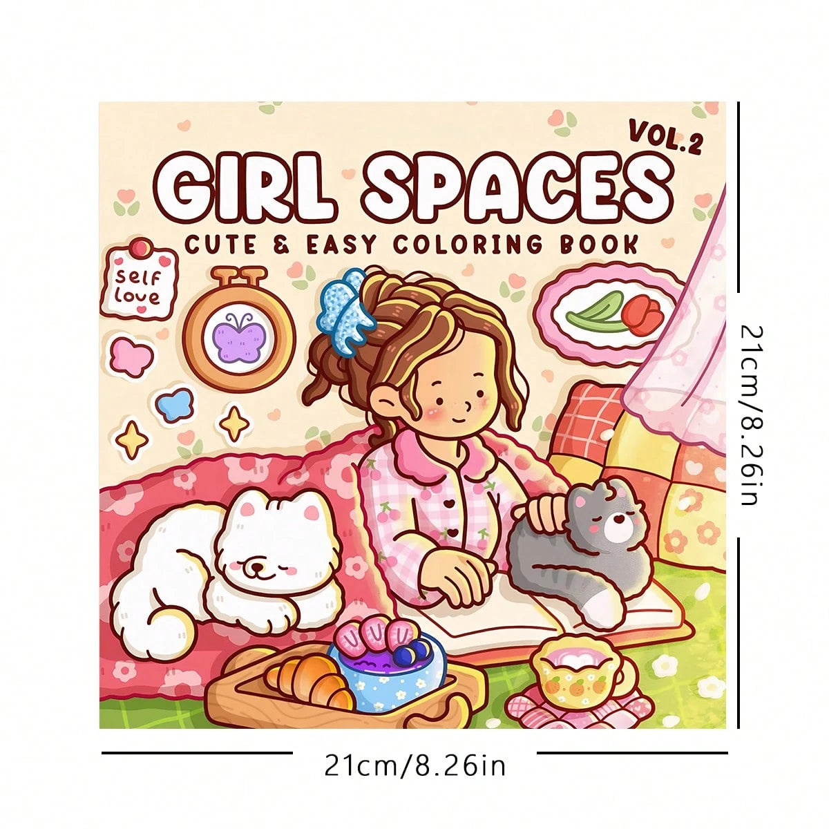 1pc (21cm*21cm) Adult Coloring Book, Thick Opaque Paper, Clear Lines, Easy To Color, Featuring Various Girl Life Scenes "Girl Space 2" Coloring Book, DIY Coloring, Cultivate Thinking Ability, Suitable