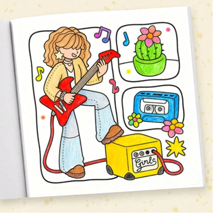 1pc (21cm*21cm) Adult Coloring Book, Thick Opaque Paper, Clear Lines, Easy To Color, Featuring Various Girl Life Scenes "Girl Space 2" Coloring Book, DIY Coloring, Cultivate Thinking Ability, Suitable