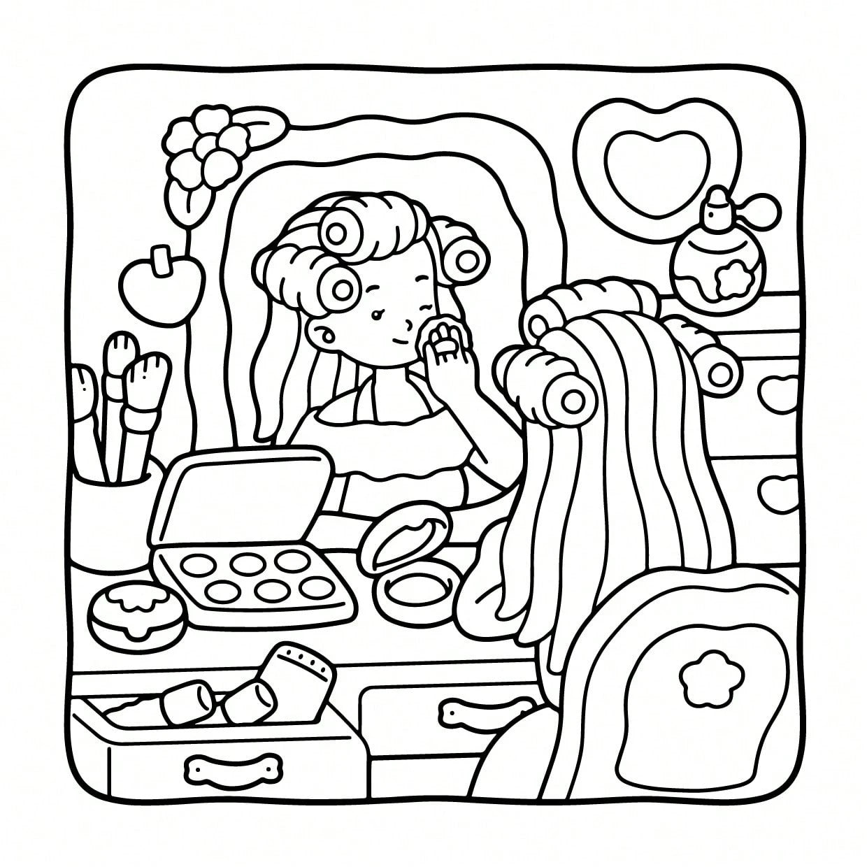1pc (21cm*21cm) Adult Coloring Book, Thick Opaque Paper, Clear Lines, Easy To Color, Featuring Various Girl Life Scenes "Girl Space 2" Coloring Book, DIY Coloring, Cultivate Thinking Ability, Suitable