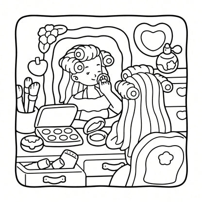 1pc (21cm*21cm) Adult Coloring Book, Thick Opaque Paper, Clear Lines, Easy To Color, Featuring Various Girl Life Scenes "Girl Space 2" Coloring Book, DIY Coloring, Cultivate Thinking Ability, Suitable