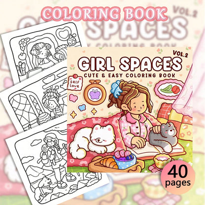1pc (21cm*21cm) Adult Coloring Book, Thick Opaque Paper, Clear Lines, Easy To Color, Featuring Various Girl Life Scenes "Girl Space 2" Coloring Book, DIY Coloring, Cultivate Thinking Ability, Suitable