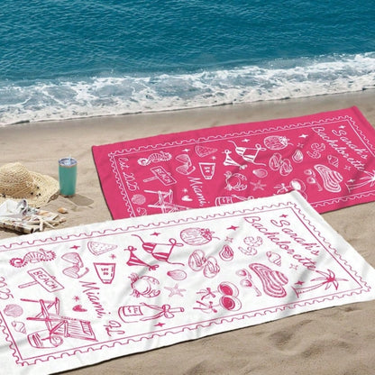 1pc 29″X58″ 31″X71″ Personalized Bachelorette Beach Towel, Custom Location Name Bachelorette Party Pool Towel, Coastal Bridal Shower Beach Towell, Girls Trip, Bridesmaid Gift
