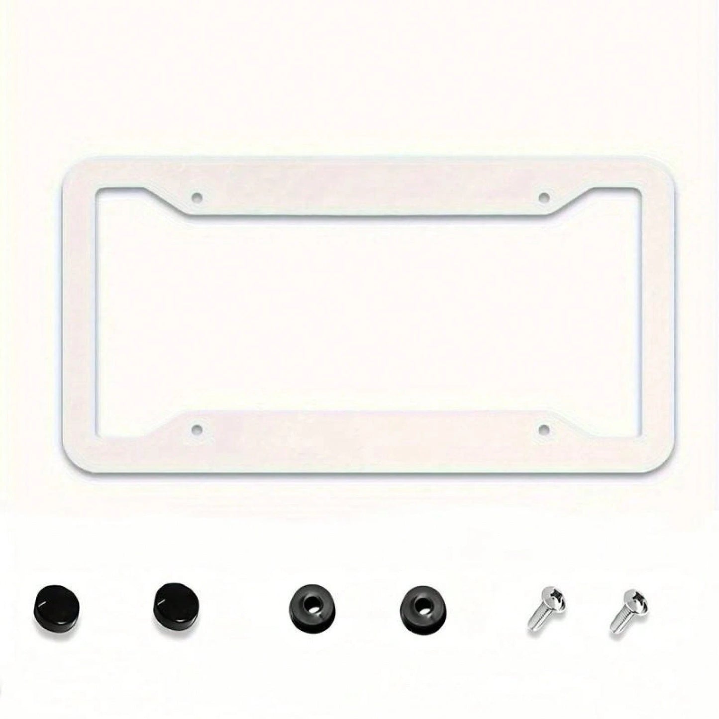 1PC 2D Design, Light Pink Soft And Cute Rabbit Letter Print Border, 12X 6inch Aluminum License Plate Frame, Suitable For All Types Of Standard Vehicle License Plates, Scratch-Resistant, Rust-Proof And