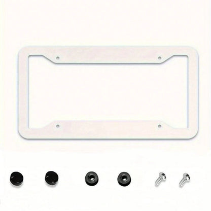 1PC 2D Design, Light Pink Soft And Cute Rabbit Letter Print Border, 12X 6inch Aluminum License Plate Frame, Suitable For All Types Of Standard Vehicle License Plates, Scratch-Resistant, Rust-Proof And