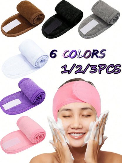 1pc/2pcs/3pcs Adjustable Women's SPA Facial Care Headband, Shower Makeup Hair Band, Suitable For Face Washing, Soft Towel, Can Be Used As Hair Accessory, Skincare Headband, Beauty, Skincare Products