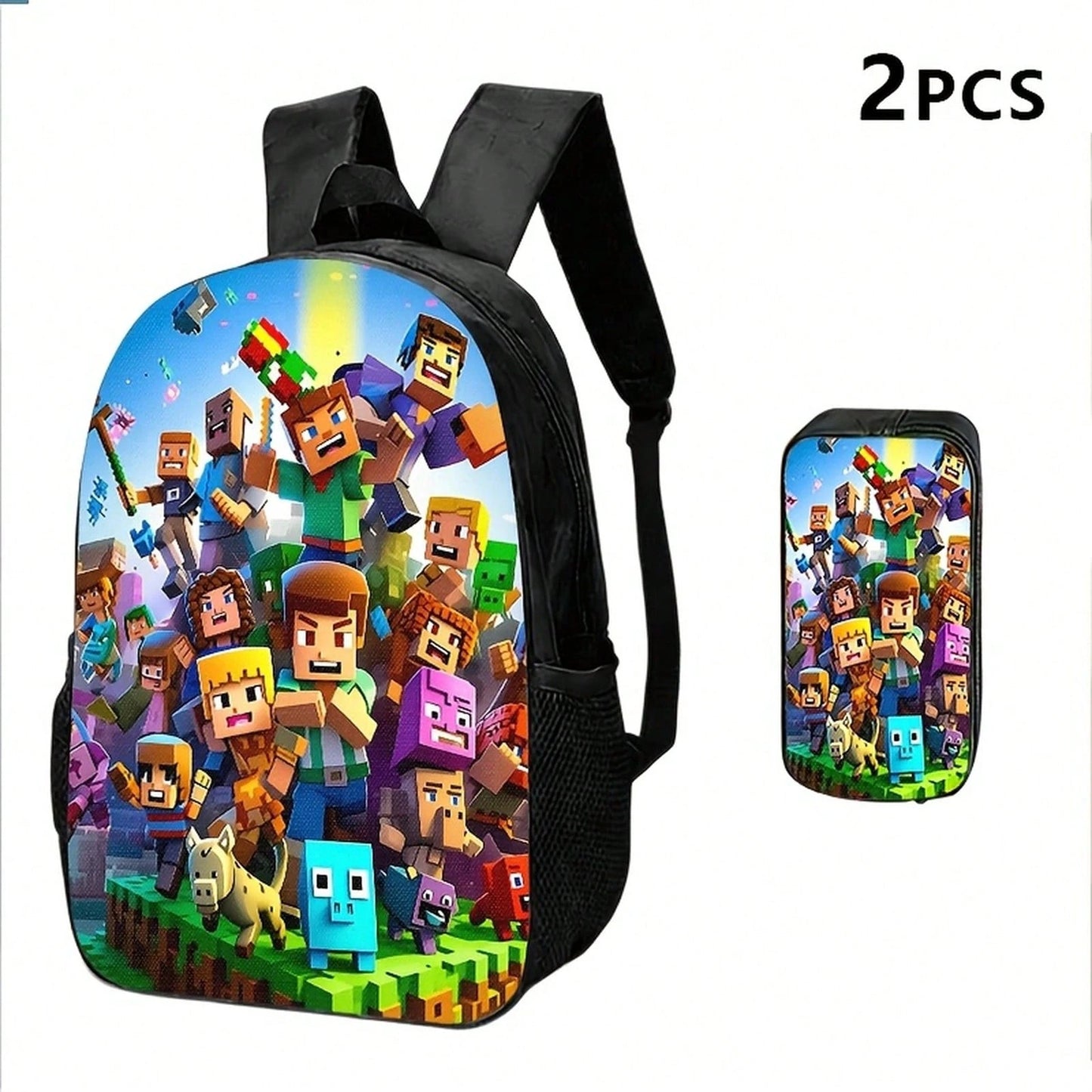 1pc/2pcs/3pcs With Block-Based Game Pixel Art Prints, Vibrant Character Designs; Adults' Daily Commutes, Outings, Or Travel Blending Utility