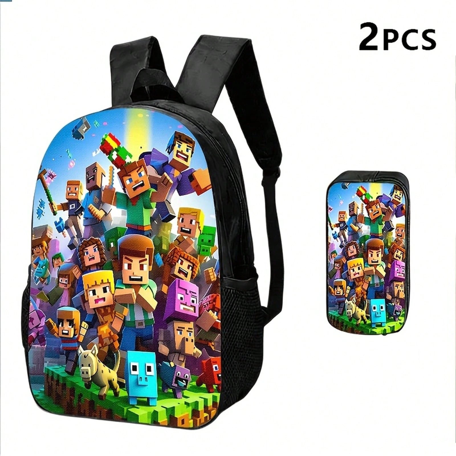 1pc/2pcs/3pcs With Block-Based Game Pixel Art Prints, Vibrant Character Designs; Adults' Daily Commutes, Outings, Or Travel Blending Utility