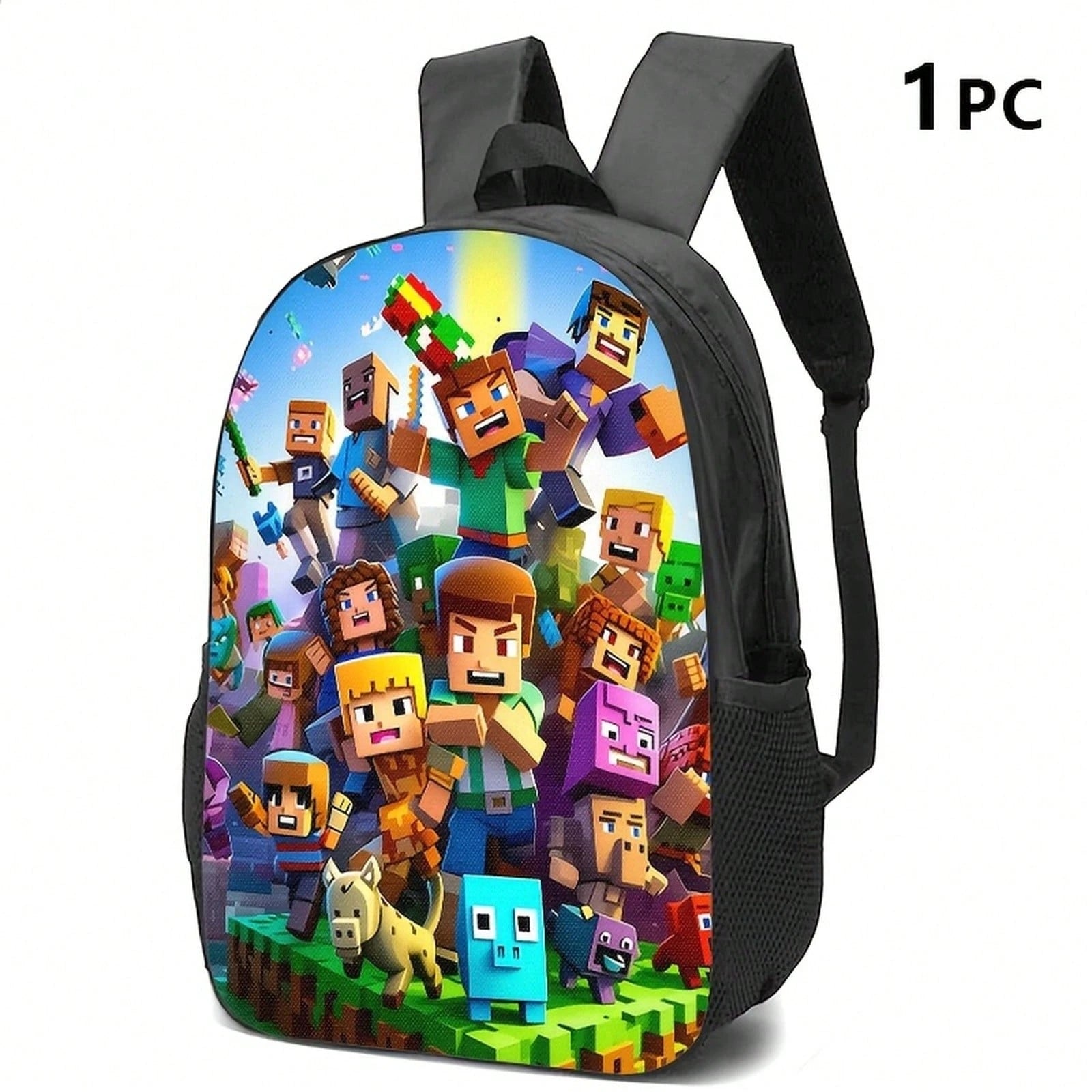 1pc/2pcs/3pcs With Block-Based Game Pixel Art Prints, Vibrant Character Designs; Adults' Daily Commutes, Outings, Or Travel Blending Utility