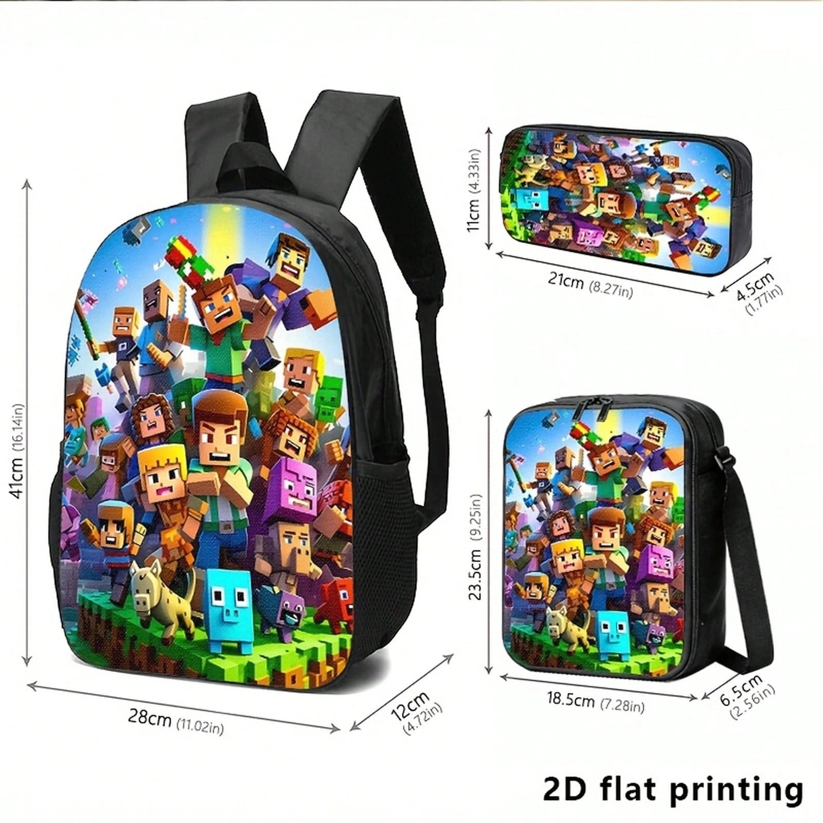 1pc/2pcs/3pcs With Block-Based Game Pixel Art Prints, Vibrant Character Designs; Adults' Daily Commutes, Outings, Or Travel Blending Utility