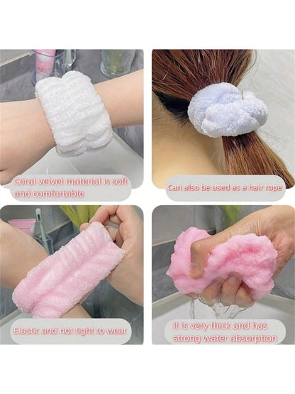 1pc/2pcs/4pcs/6pcs/8pcs/10pcs/20pcs Face Wash Wristbands, Wrist Towel Bands, Absorbent Women's Wristbands, Reusable Cleaning Wristbands, Soft Hand Washing Face Washing Wristbands, Face Wash Makeup Wri
