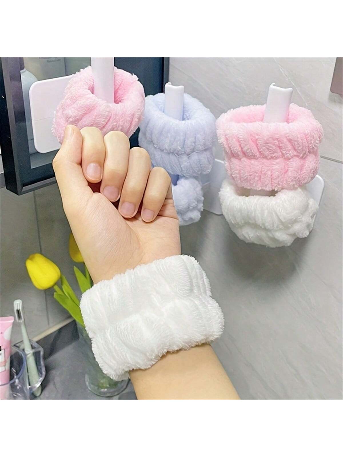 1pc/2pcs/4pcs/6pcs/8pcs/10pcs/20pcs Face Wash Wristbands, Wrist Towel Bands, Absorbent Women's Wristbands, Reusable Cleaning Wristbands, Soft Hand Washing Face Washing Wristbands, Face Wash Makeup Wri