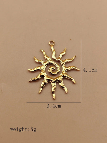 1pc/2pcs/5pcs Stainless Steel Hammered Texture Vintage Sunflower Pendant Accessory, DIY Necklace Jewelry Findings For Women & Men