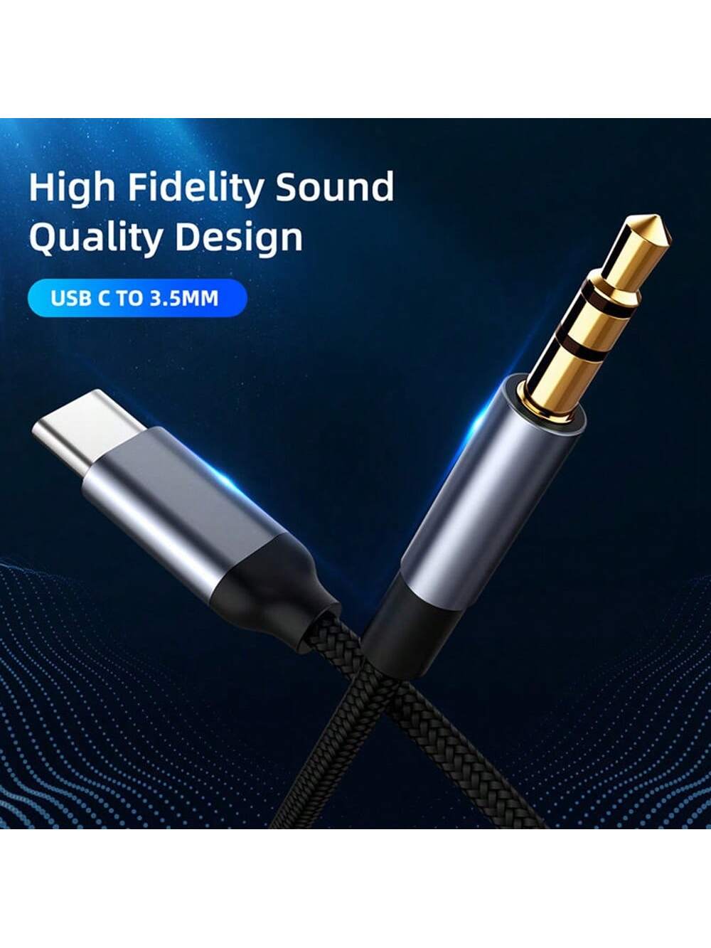 1pc 3.5mm Audio Cable, Type-C To 3.5mm Jack Adapter Cable, Compatible With Speakers, Cars, Type-C To 3.5mm Mobile Phone Accessories, USB-C Adapter Cable