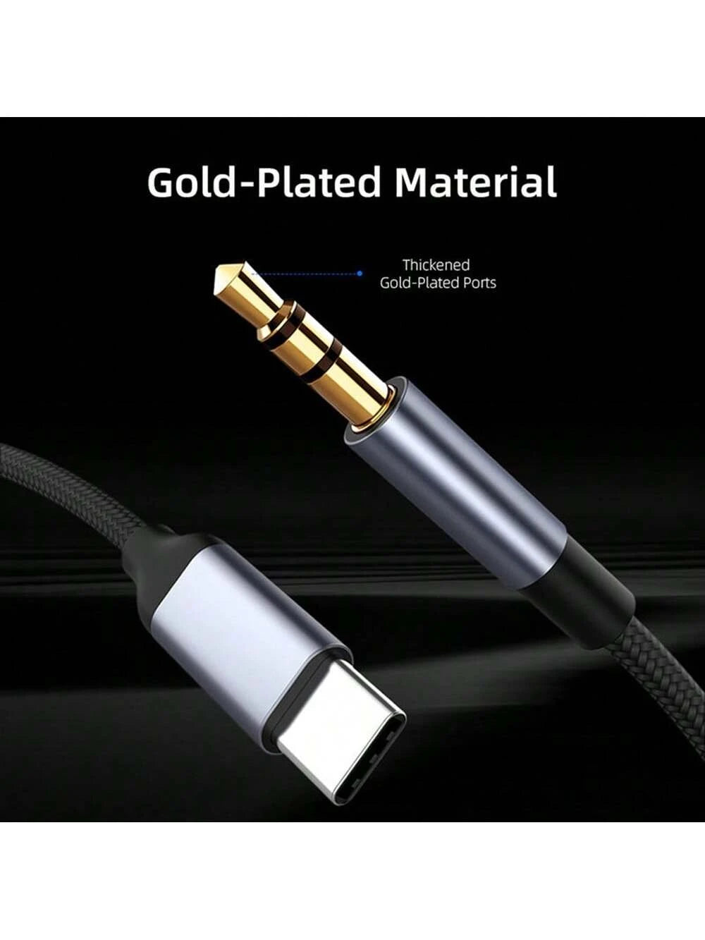 1pc 3.5mm Audio Cable, Type-C To 3.5mm Jack Adapter Cable, Compatible With Speakers, Cars, Type-C To 3.5mm Mobile Phone Accessories, USB-C Adapter Cable