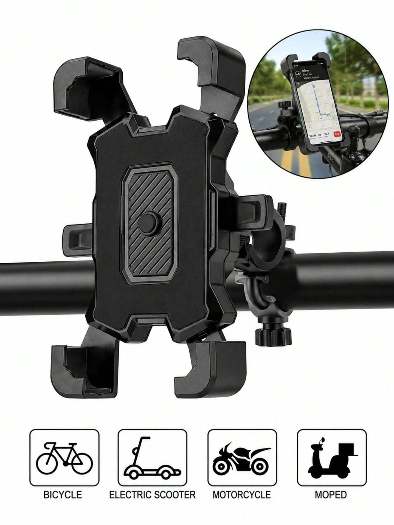 1pc 360° Rotatable Anti-Drop Bicycle Phone Holder, ABS Material, Quick Installation Auto-Lock Design, Suitable For 4.7-6.8 Inch Phones, Multi-Function Outdoor Cycling Navigation Accessory, Can Be Inst